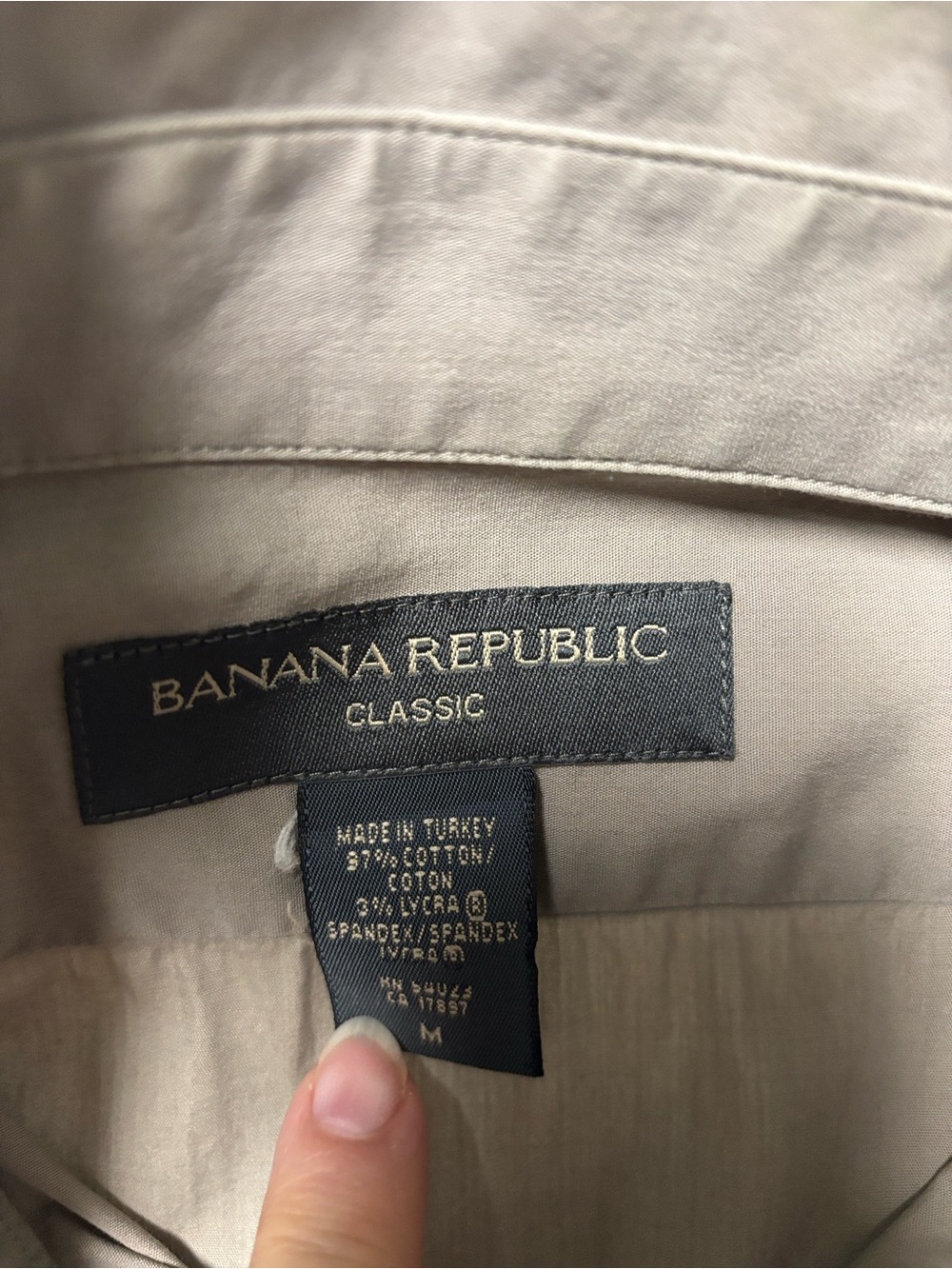 Banana Republic Classic Men’s M Taupe Stretch Cotton Button Up Dress Shirt - Picture 4 of 7